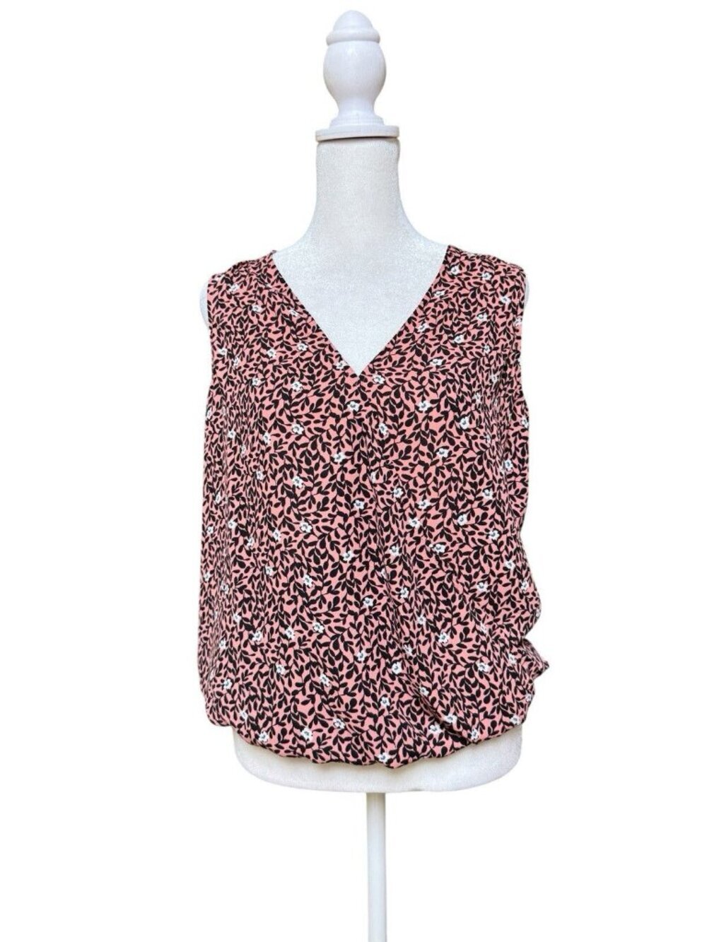 LOFT Floral Sleeveless Blouse Pink Black Size S Lightweight Top